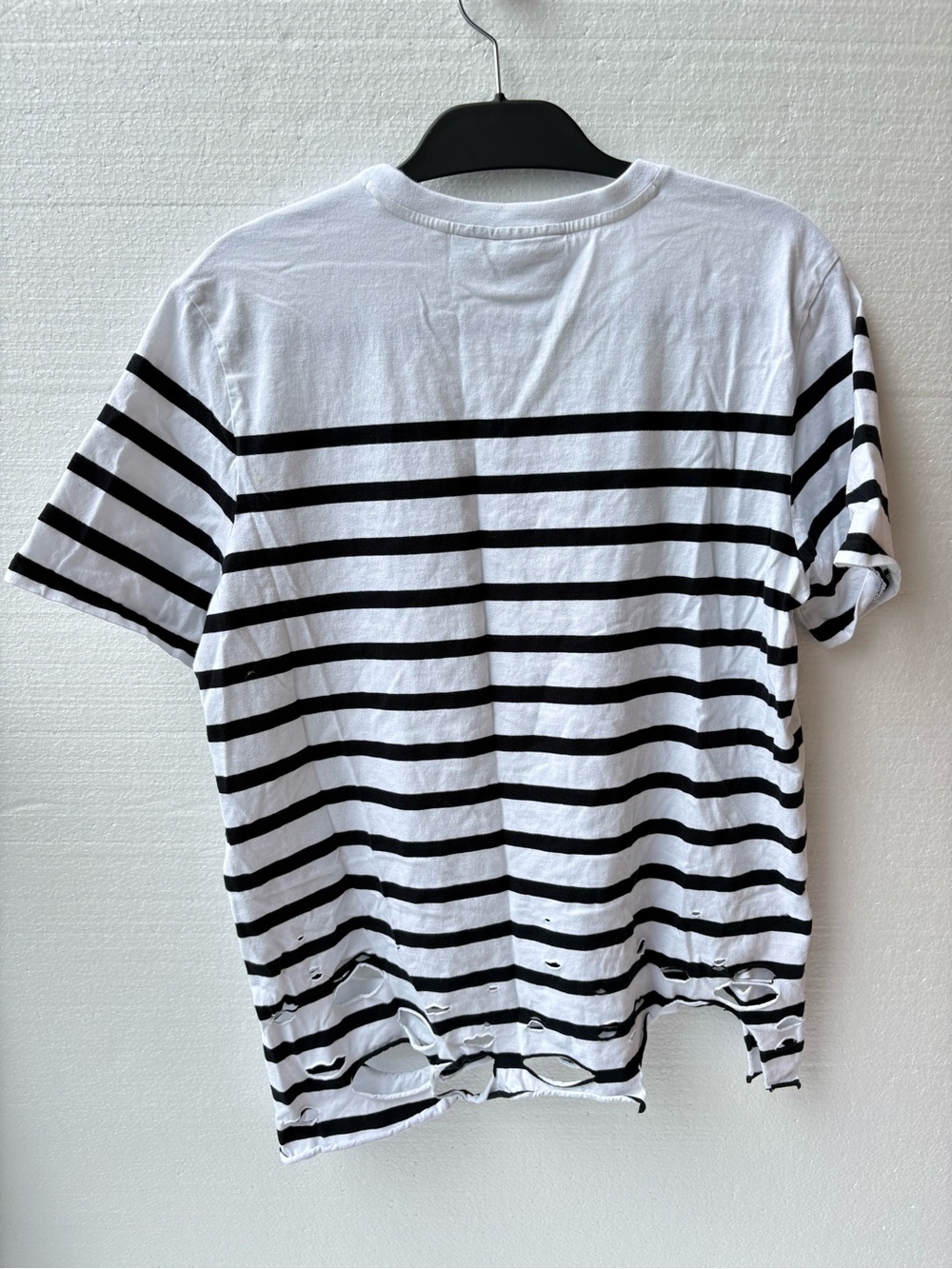 Balmain x Puma Striped Oversized Distressed Holes Tee Shirt White Black rare - Picture 8 of 10